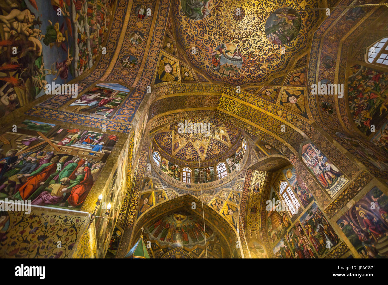 Iran, Esfahan Città, Jolfa, Quartiere Armeno, Cattedrale Vank, fescoes interni Foto Stock