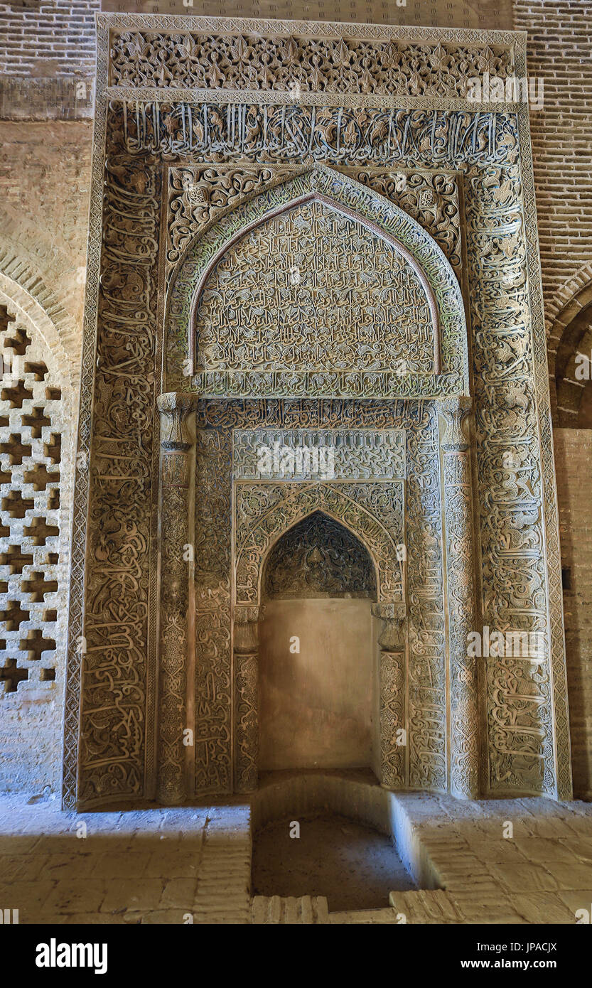 Iran, Esfahan Città, Masjed-e Jame (Moschea del Venerdì) Patrimonio Mondiale UNESCO West Iwan, stanza del sultano Uljeitu Foto Stock