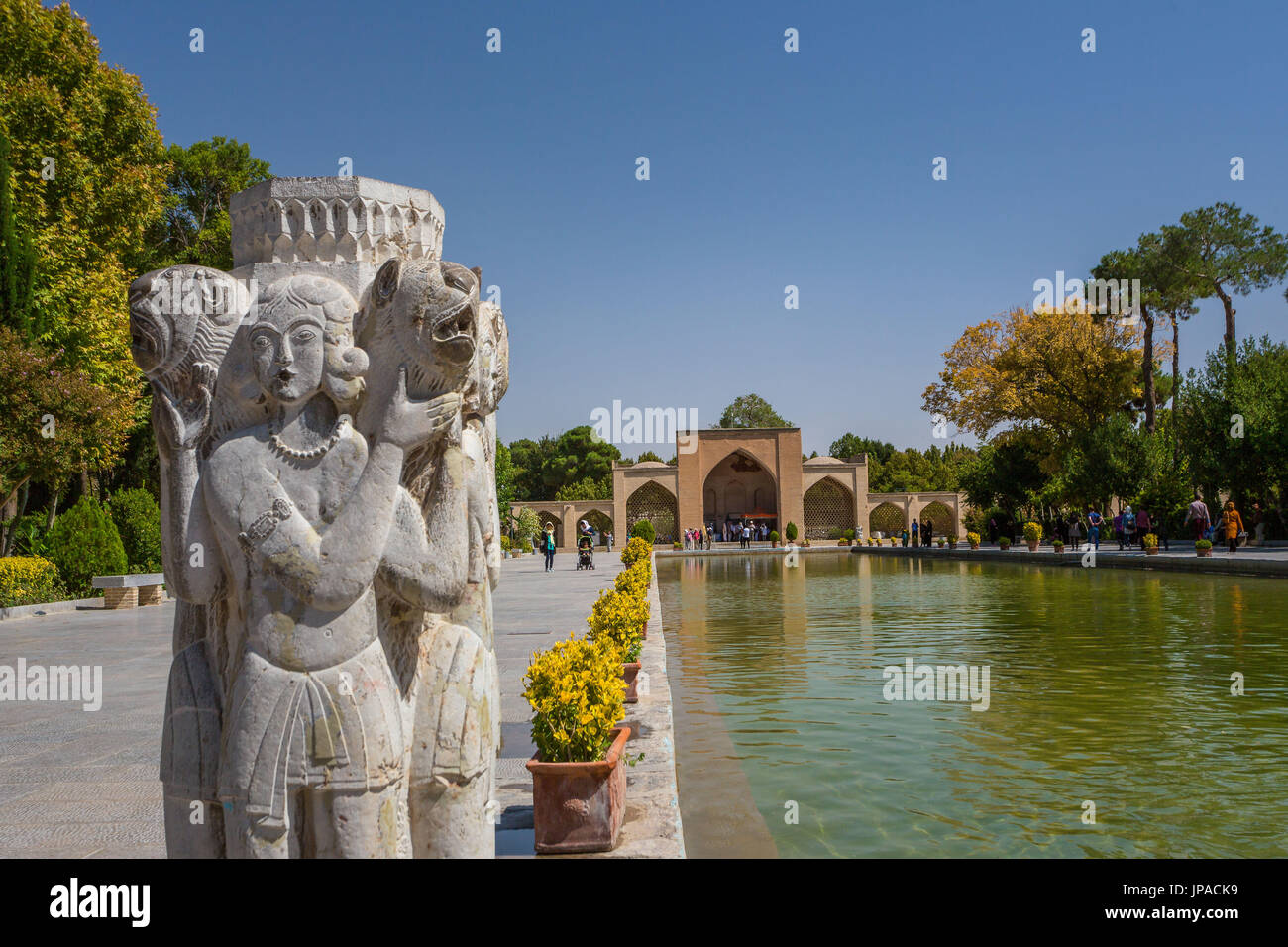 Iran, Esfahan Città, Chehel Sotun Palace e giardino, patrimonio mondiale dell UNESCO Foto Stock