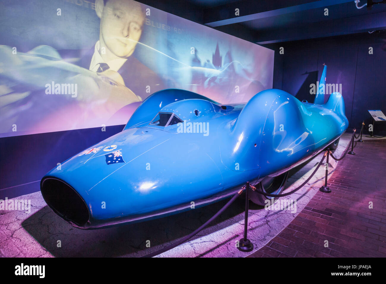 Inghilterra, Hampshire, New Forest, Beaulieu, il National Motor Museum, mostre di Proteus Bluebird CN7 Foto Stock