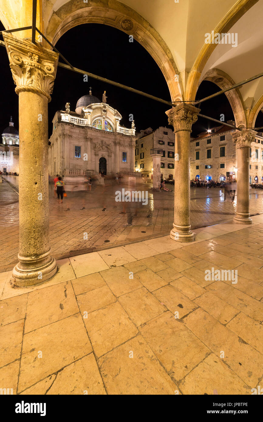 Dubrovnik: Chiesa di San Biagio e piazza Luza (Dubrovnik, Dubrovnik-Neretva county, regione di Dalmazia, Croazia, Europa) Foto Stock
