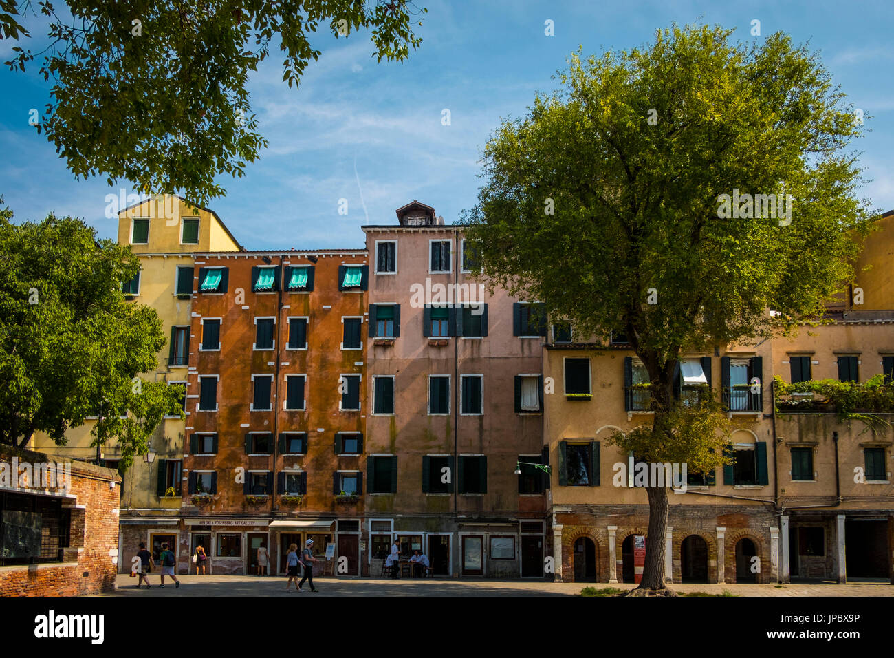 La piazza principale del Ghetto Veneziano, Canaregio, Venezia, Veneto, Nord est Italia, l'Europa. Foto Stock