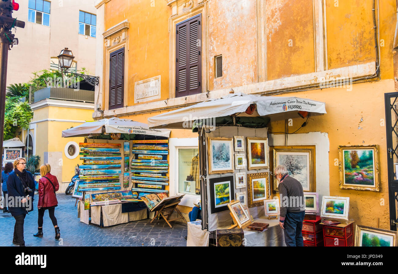 Scena di strada all aria aperta con Arte Fiera Foto Stock