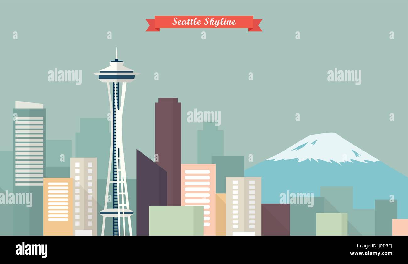 Seattle skyline. illustrazione vettoriale Illustrazione Vettoriale