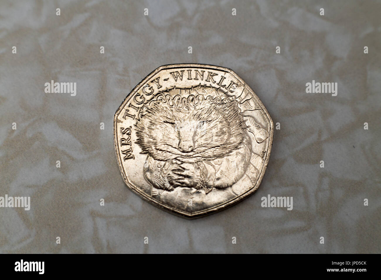 Beatrix Potter collezionisti British cinquanta pence monete in circolazione jemina pozza-duck mrs tiggy-winkle nutkin scoiattolo Foto Stock