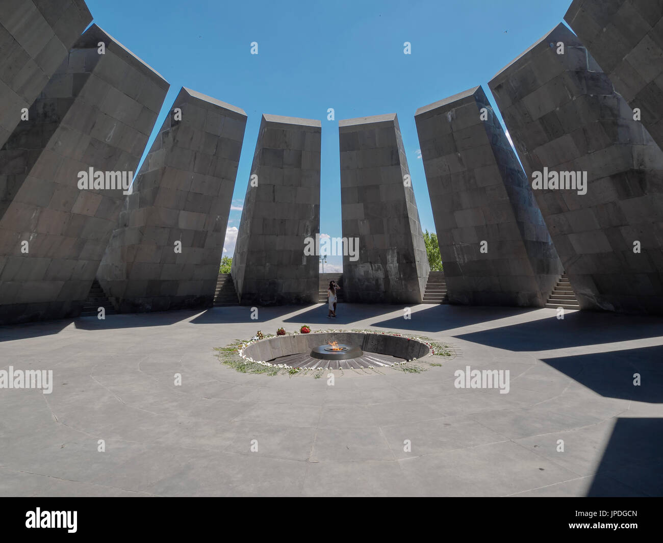 Genocidio Tsitsernakaberd Memorial, il genocidio degli armeni, Yerevan, Regione di Yerevan, Armenia Foto Stock