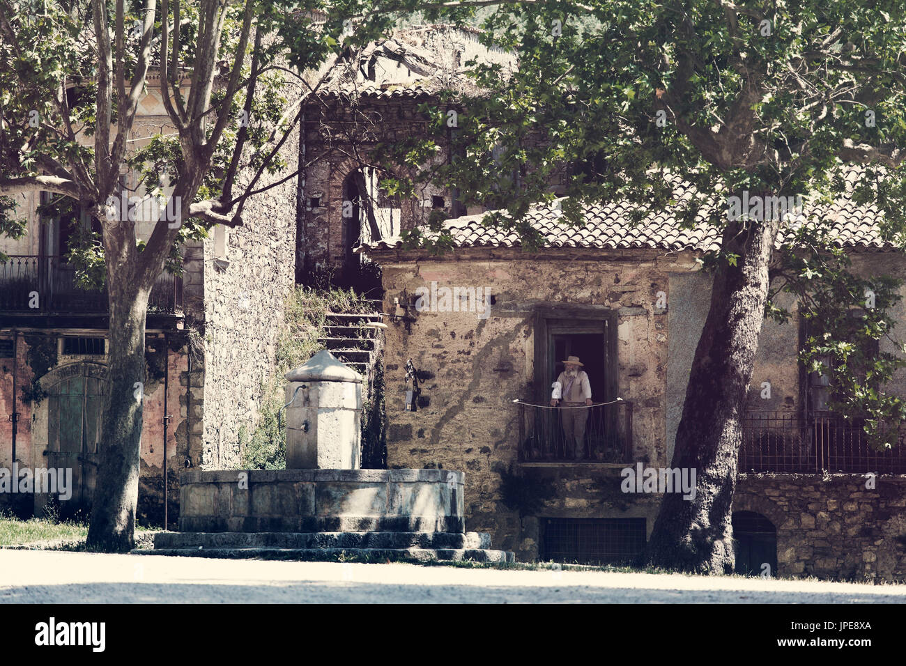 Europa,l'Italia,Campania,Salerno distretto, Roscigno Vecchio hauses di Roscigno Foto Stock