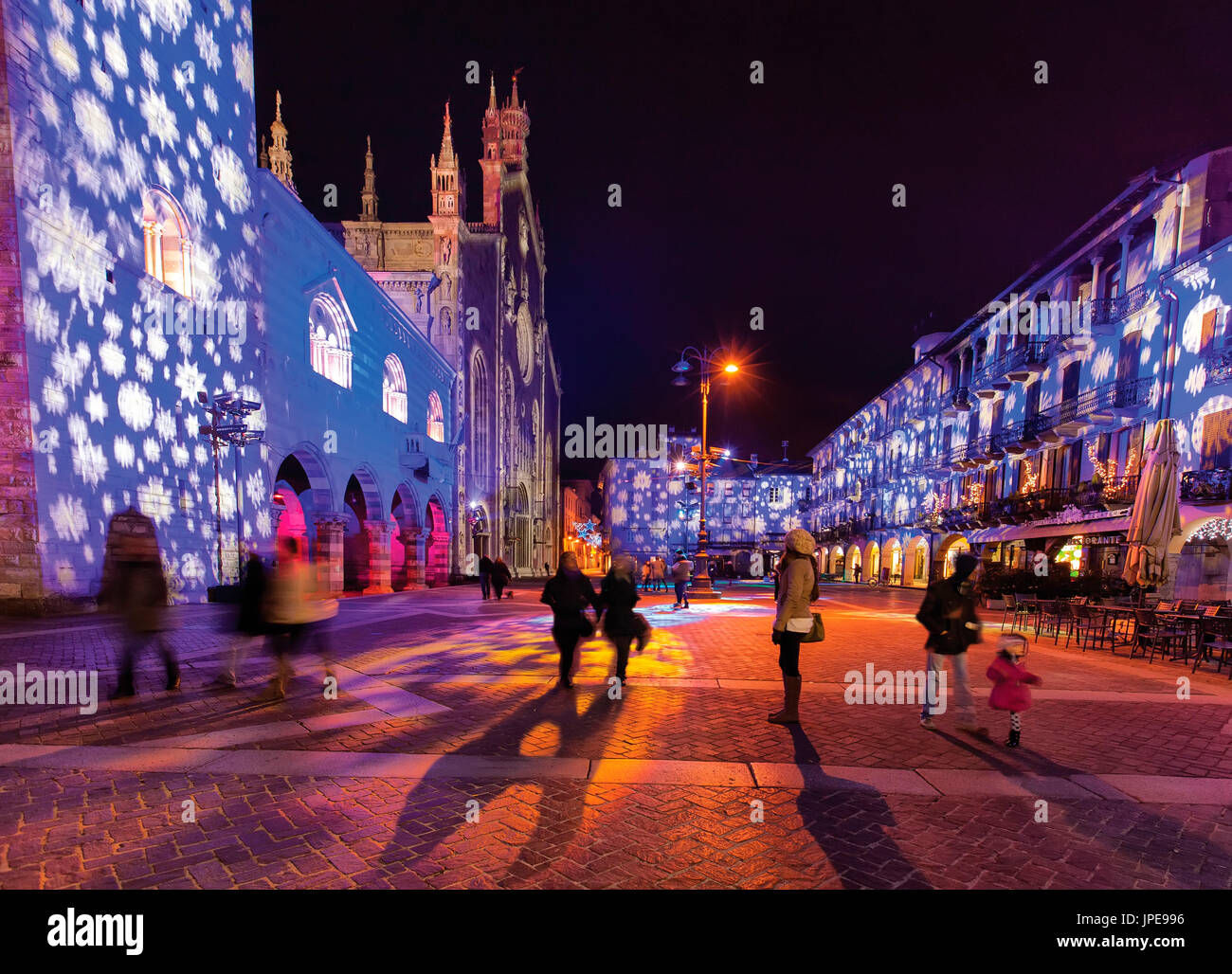 Natale, Como, sqare, la Cattedrale, Palazzo Broletto, lombardia, italia Foto Stock