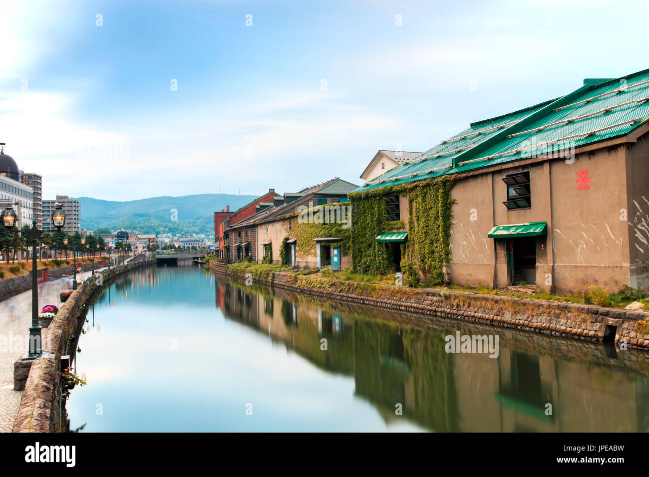 Otaru, storico canal e warehousedistrict in Hokkaido, Giappone Foto Stock