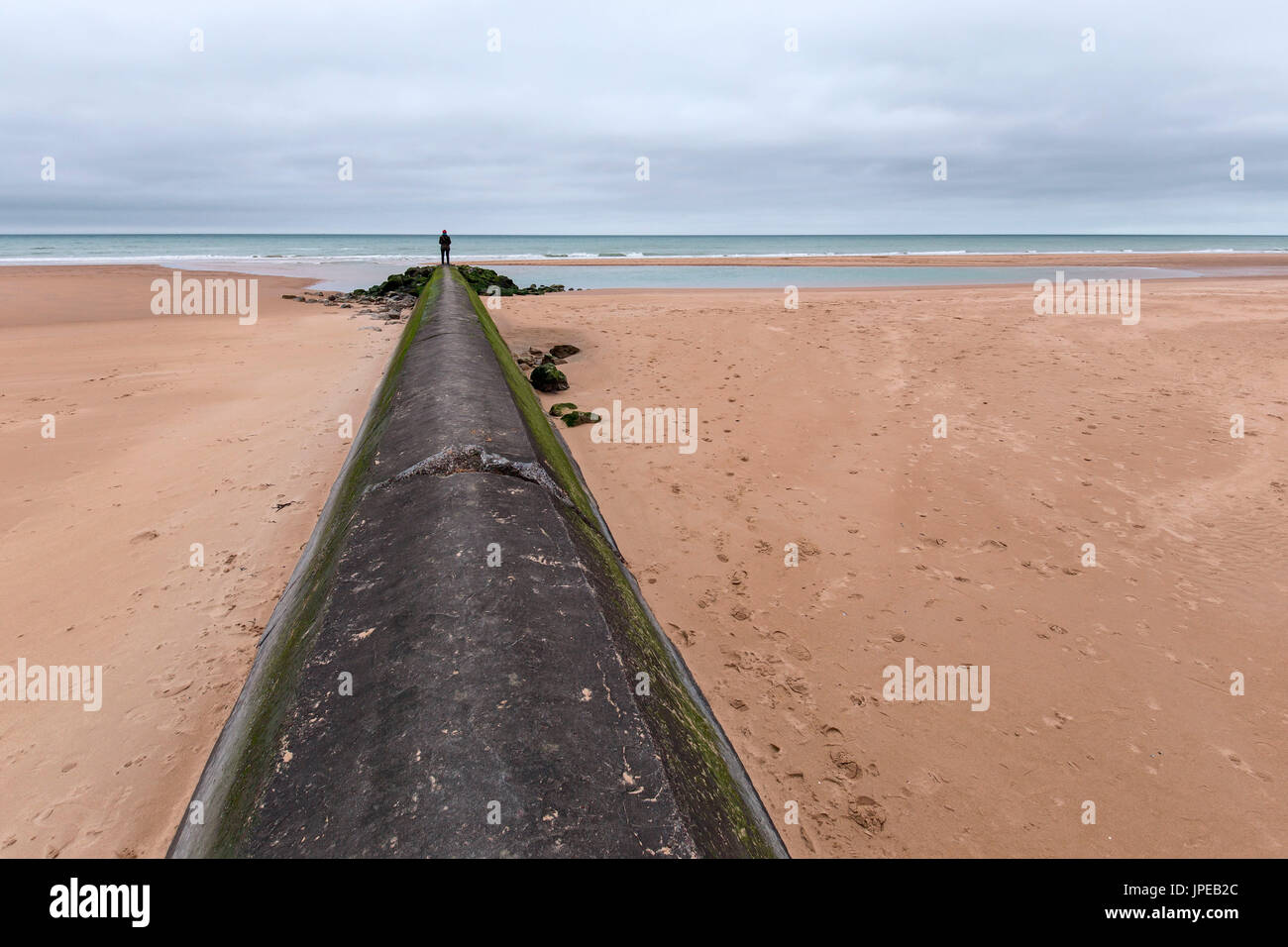 La spiaggia di Omaha, Saint Laurent sur mer, dipartimento di Calvados, in Normandia, Francia, Europa Foto Stock