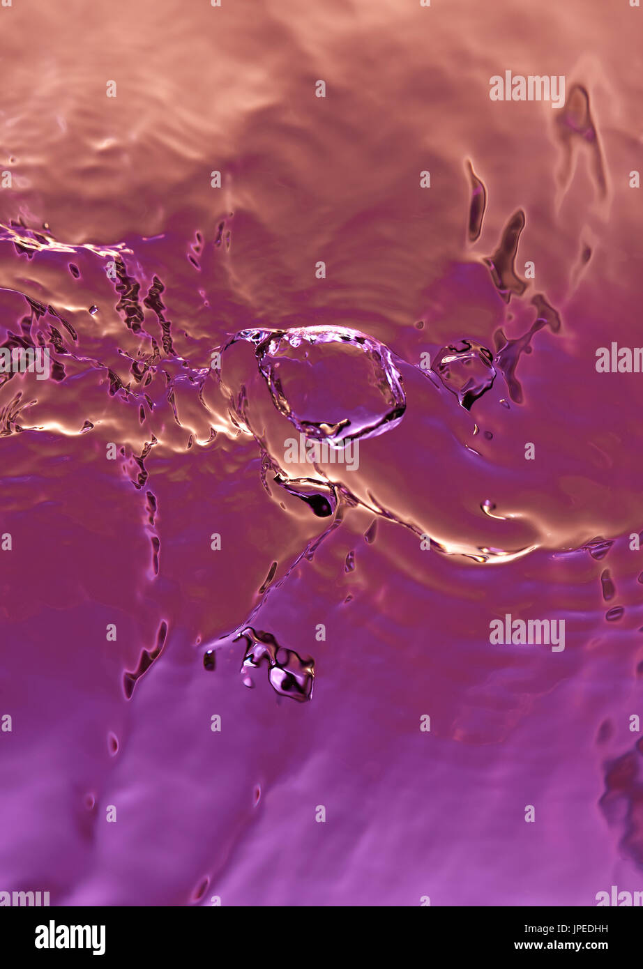 Macro di astratta acqua sfondo. Colorato di rosso chiaro texture acqua Foto Stock