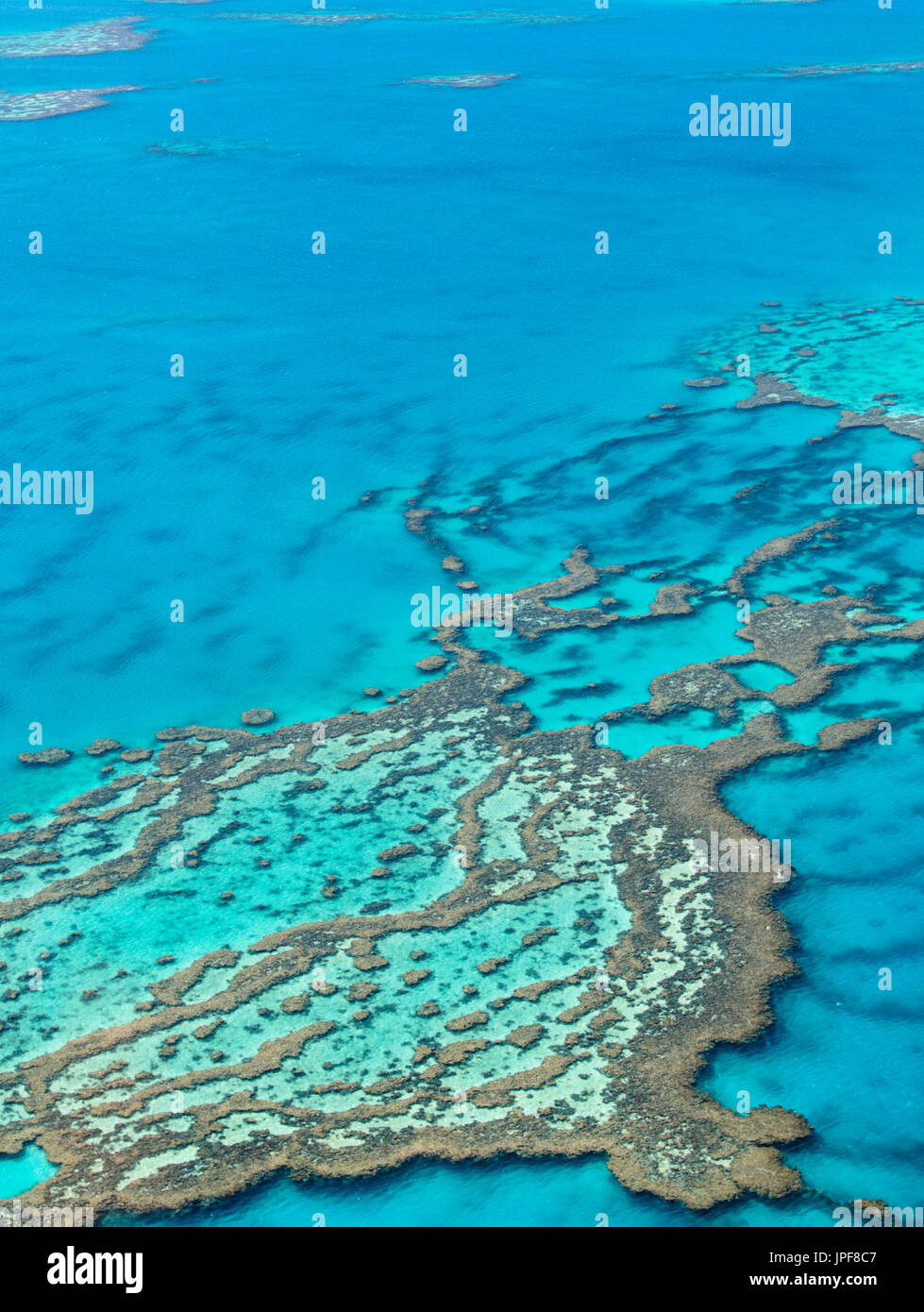 Volo panoramico sulla Grande Barriera Corallina, Australia Foto Stock