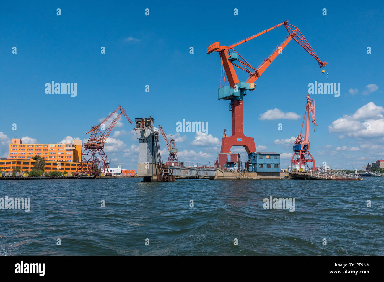 Göteborg, Svezia - 24 luglio 2017: Gru nel porto di Göteborg Foto Stock