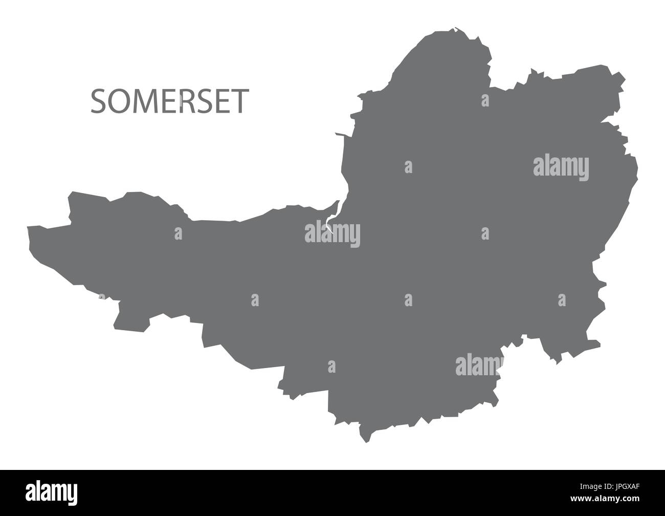 Somerset county map Inghilterra illustrazione grigio forma silhouette Illustrazione Vettoriale