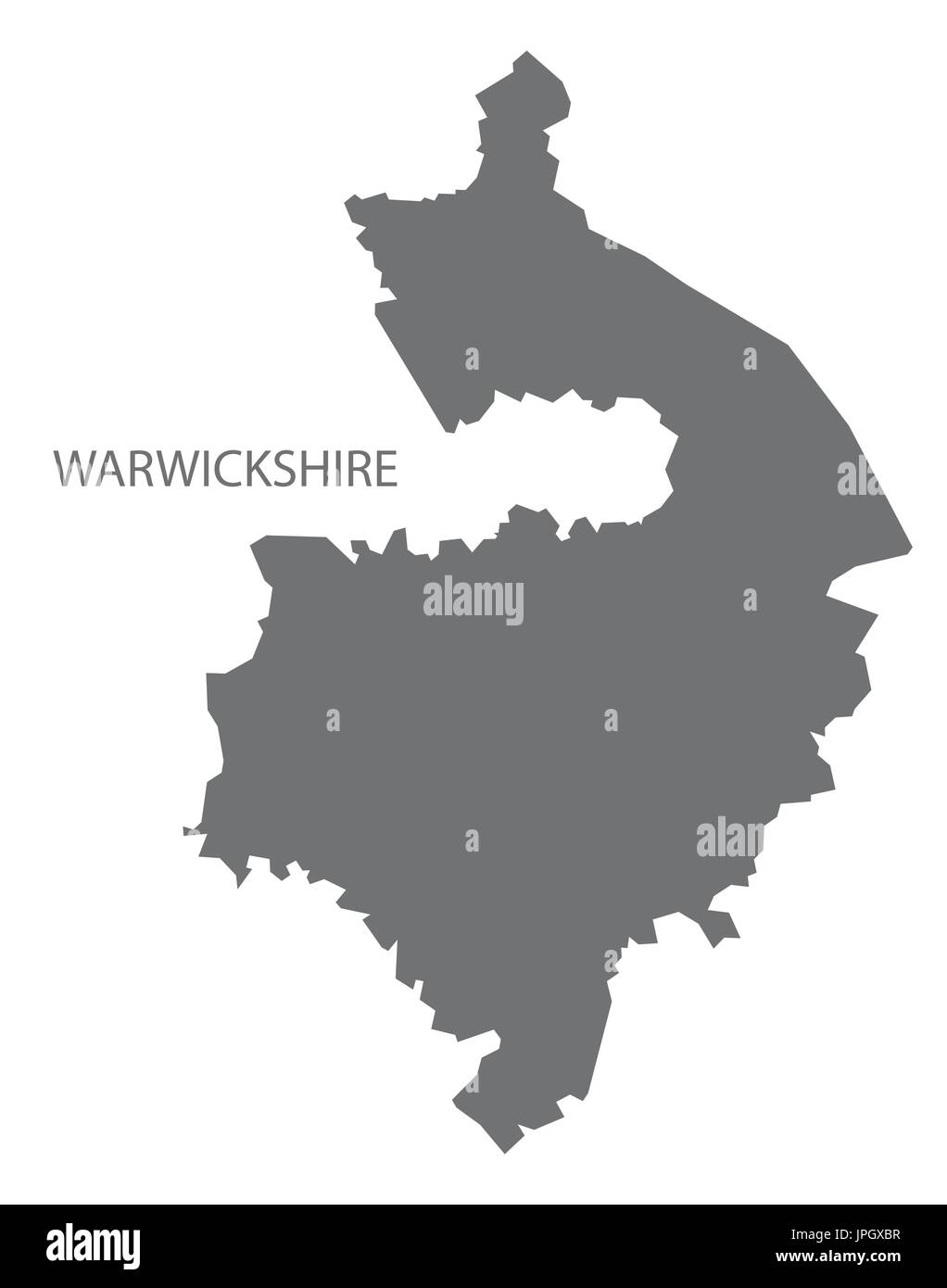 Warwickshire county map Inghilterra illustrazione grigio forma silhouette Illustrazione Vettoriale