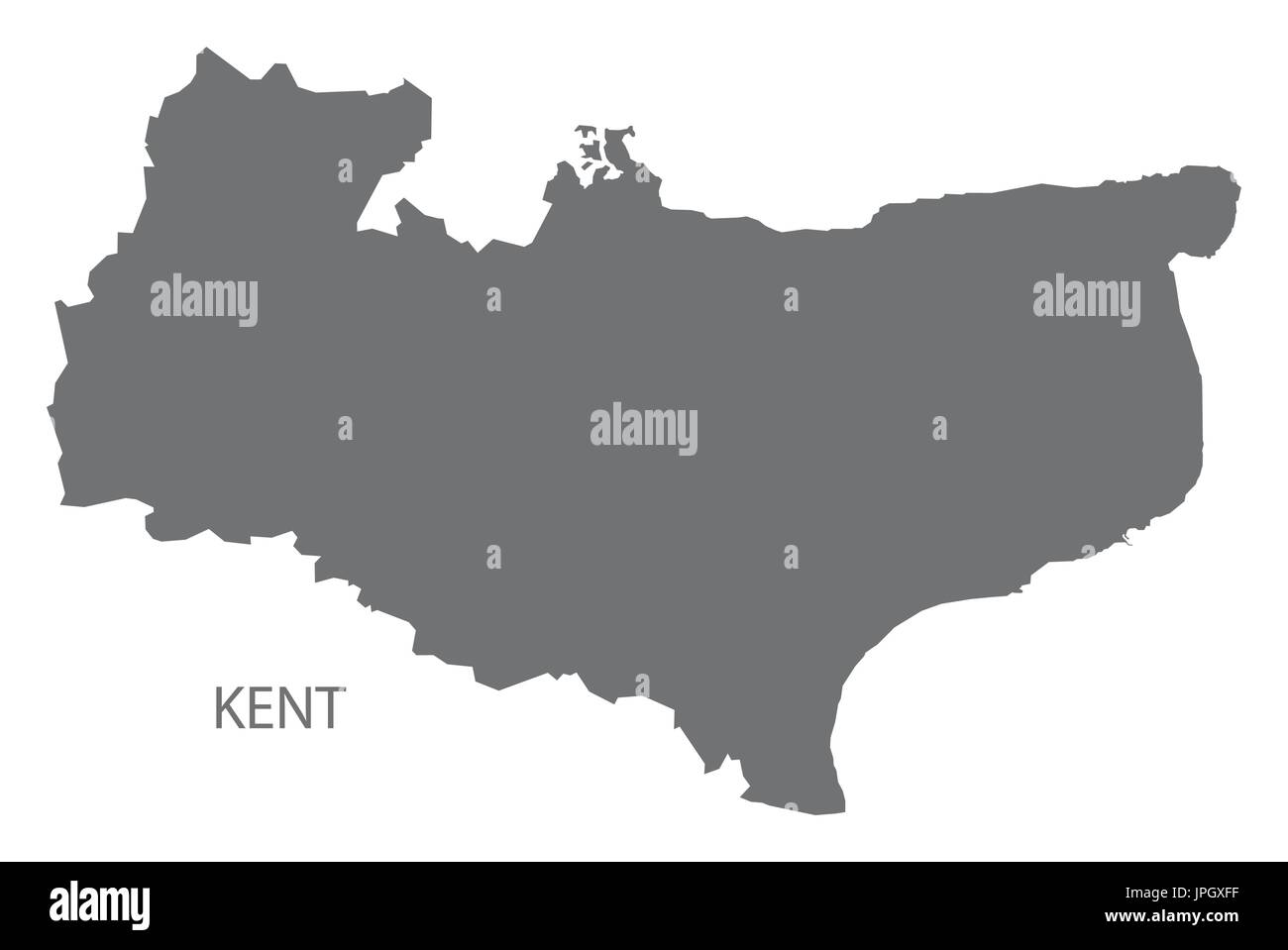 Kent county map Inghilterra illustrazione grigio forma silhouette Illustrazione Vettoriale