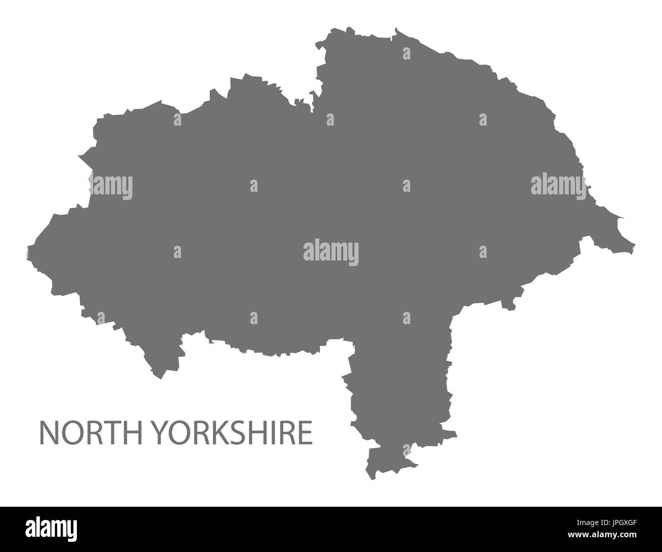 North Yorkshire County map Inghilterra illustrazione grigio forma silhouette Illustrazione Vettoriale