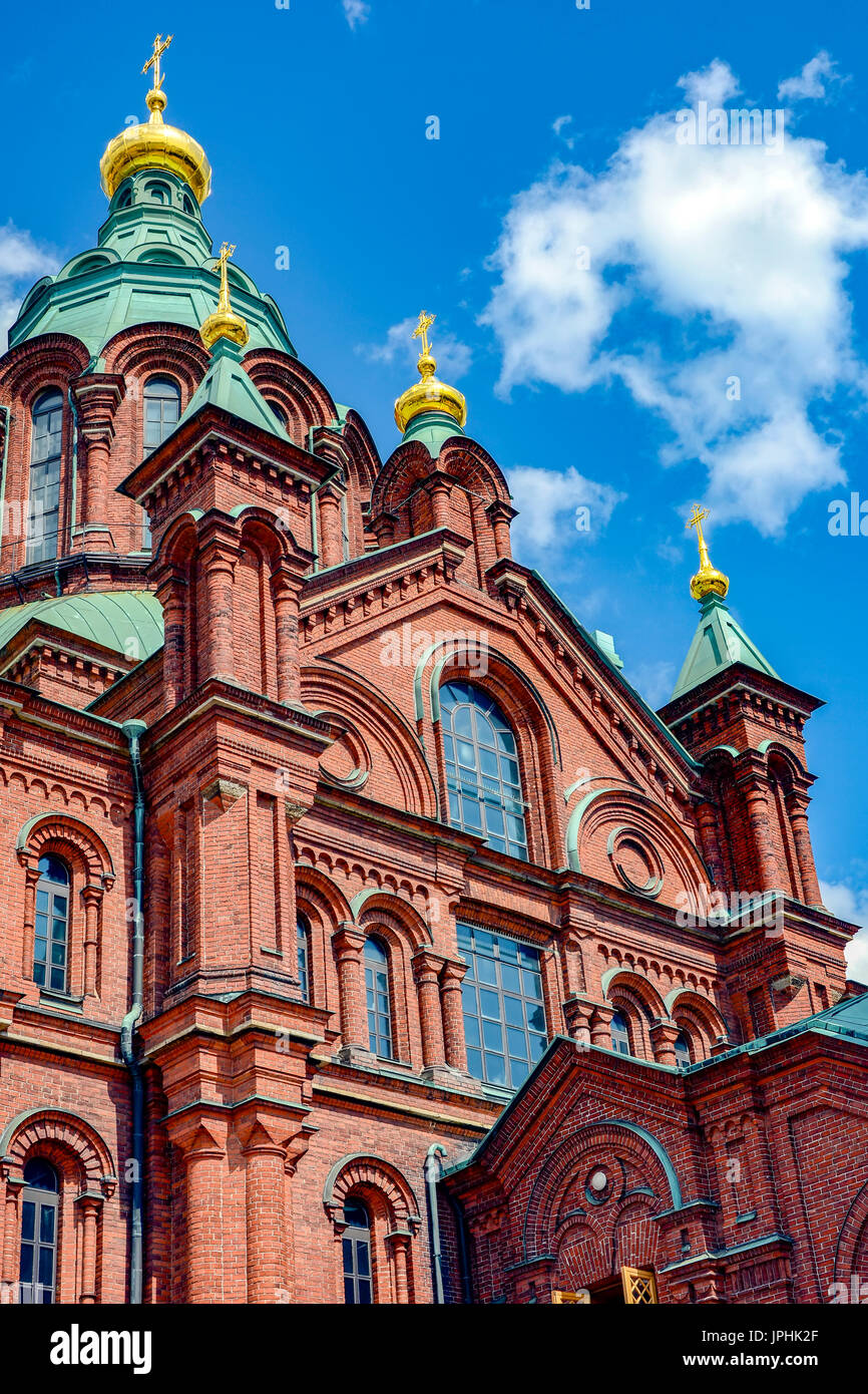 Famoso Uspenski cattedrale ortodossa a Helsinki in Finlandia Foto Stock