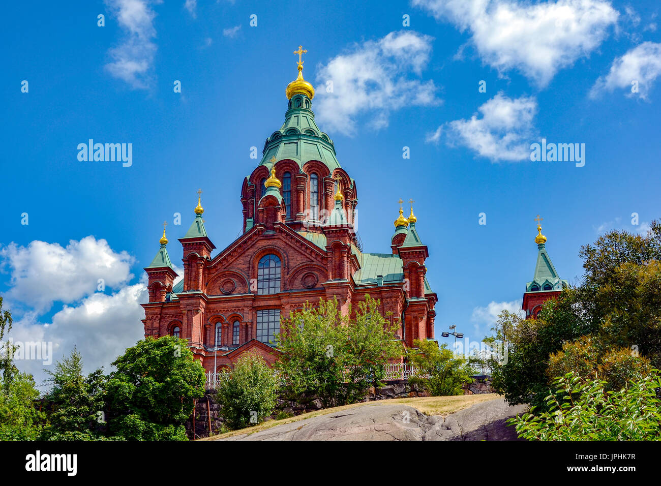 Famoso Uspenski cattedrale ortodossa a Helsinki in Finlandia Foto Stock