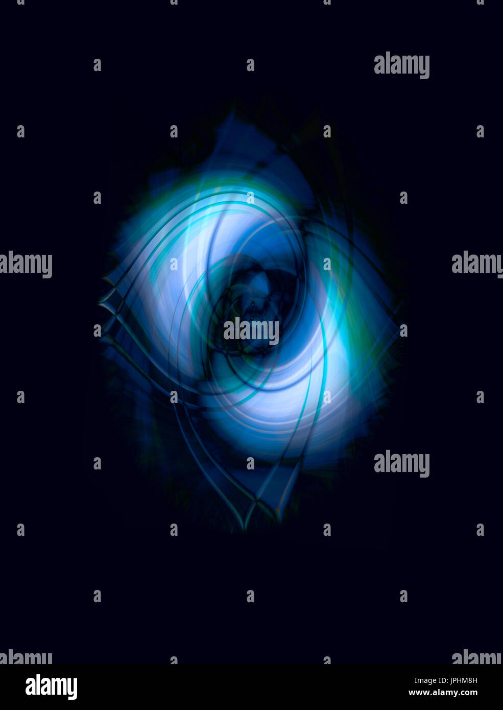 Generati digitalmente immagine di luce blu e strisce su sfondo nero Foto Stock