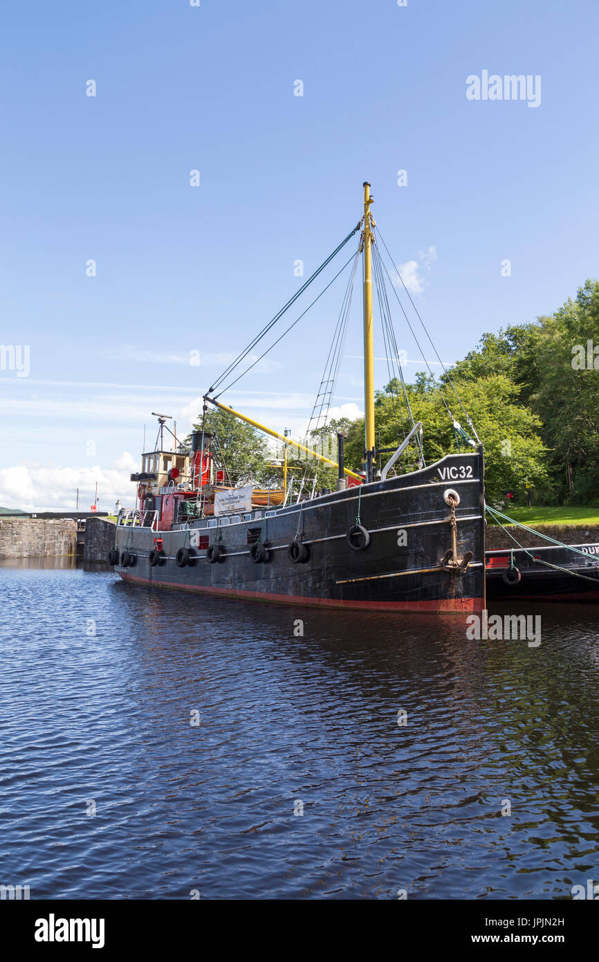 Clyde Puffer navi a Crinan Il Crinan Canal, Argyll & Bute, costa ovest della Scozia, Regno Unito Foto Stock