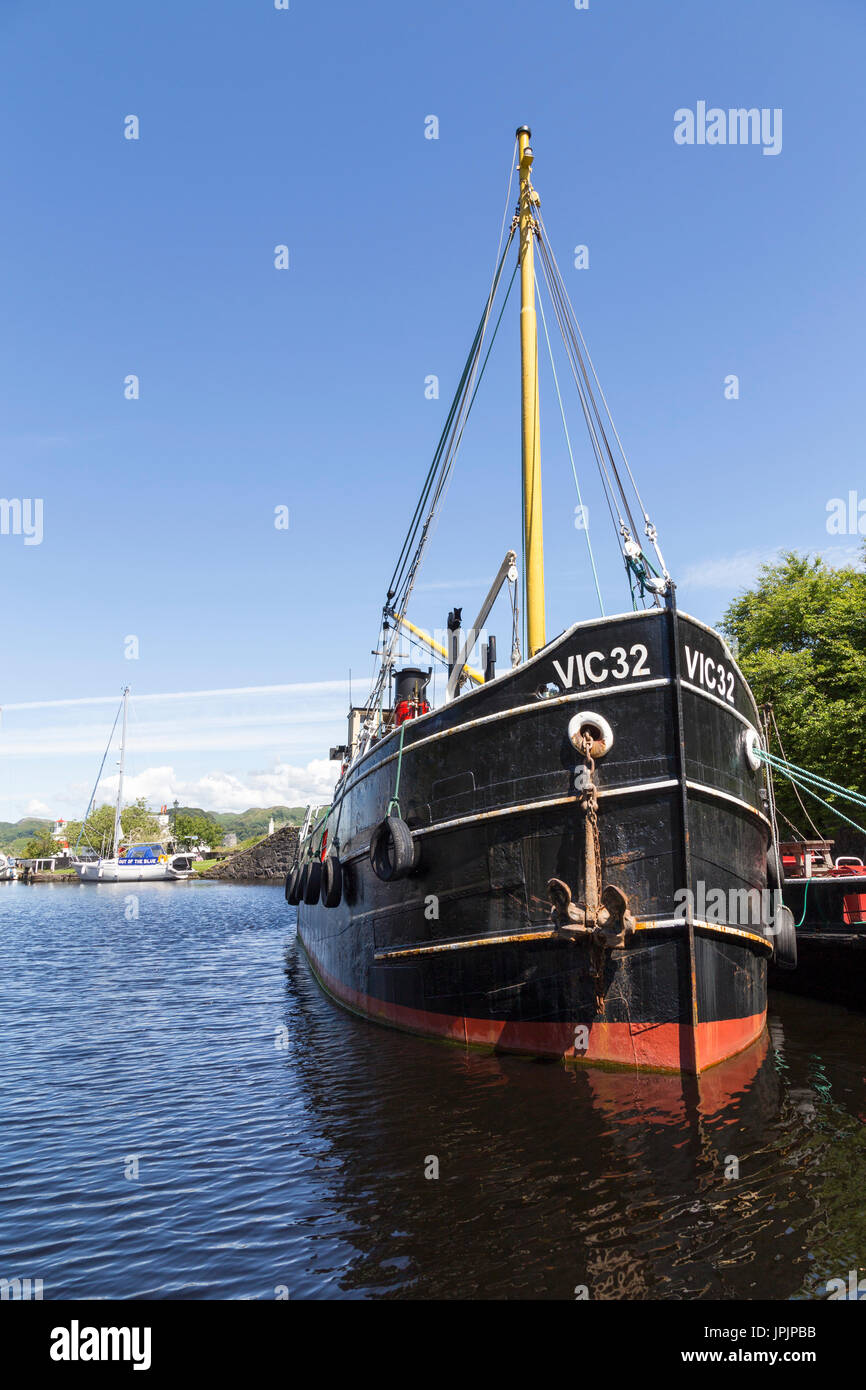 Clyde Puffer navi a Crinan Il Crinan Canal, Argyll & Bute, costa ovest della Scozia, Regno Unito Foto Stock