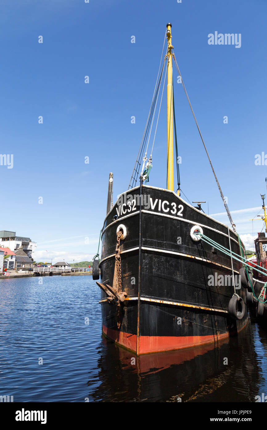 Clyde Puffer navi a Crinan Il Crinan Canal, Argyll & Bute, costa ovest della Scozia, Regno Unito Foto Stock