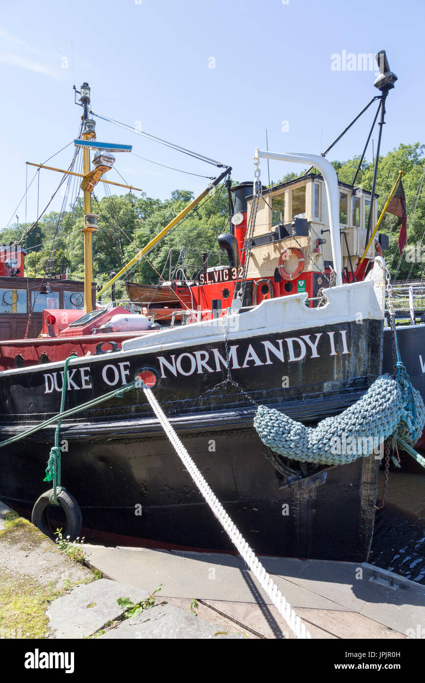 Clyde Puffer navi a Crinan Il Crinan Canal, Argyll & Bute, costa ovest della Scozia, Regno Unito Foto Stock