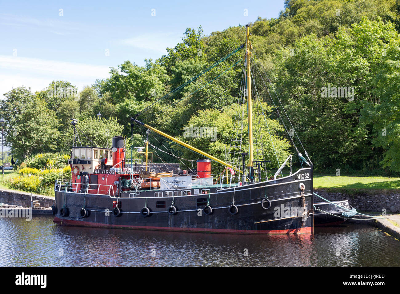 Clyde Puffer navi a Crinan Il Crinan Canal, Argyll & Bute, costa ovest della Scozia, Regno Unito Foto Stock
