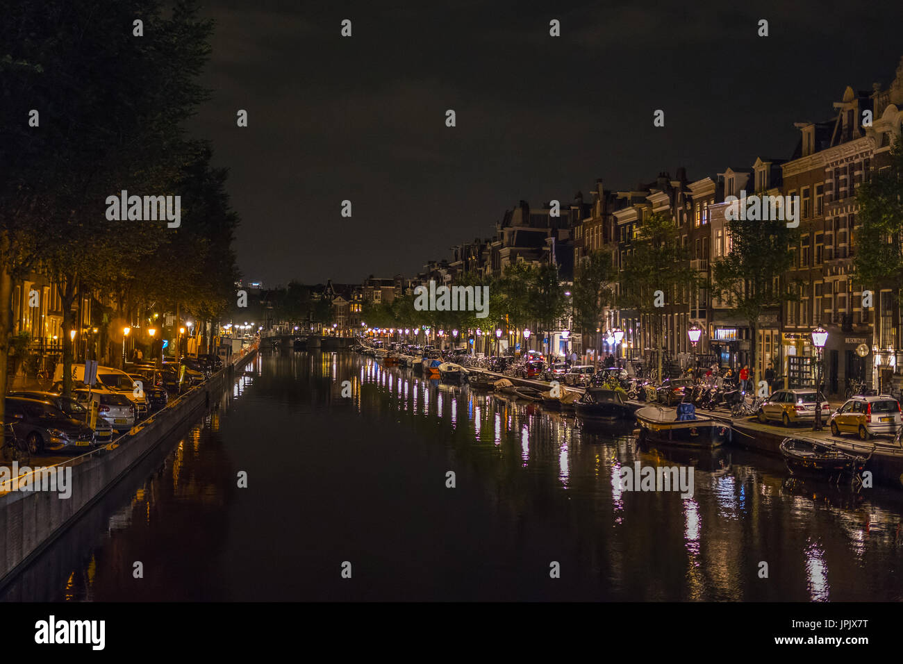 I canali di Amsterdam - Bella di notte - AMSTERDAM - Olanda 2017 Foto Stock