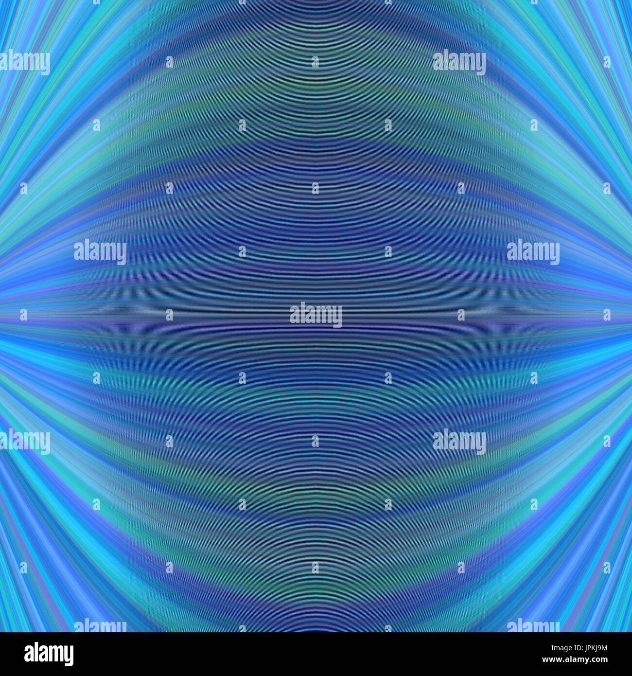 Abstract simmetrico sullo sfondo del movimento a partire da sottili linee curve nei toni del blu Illustrazione Vettoriale