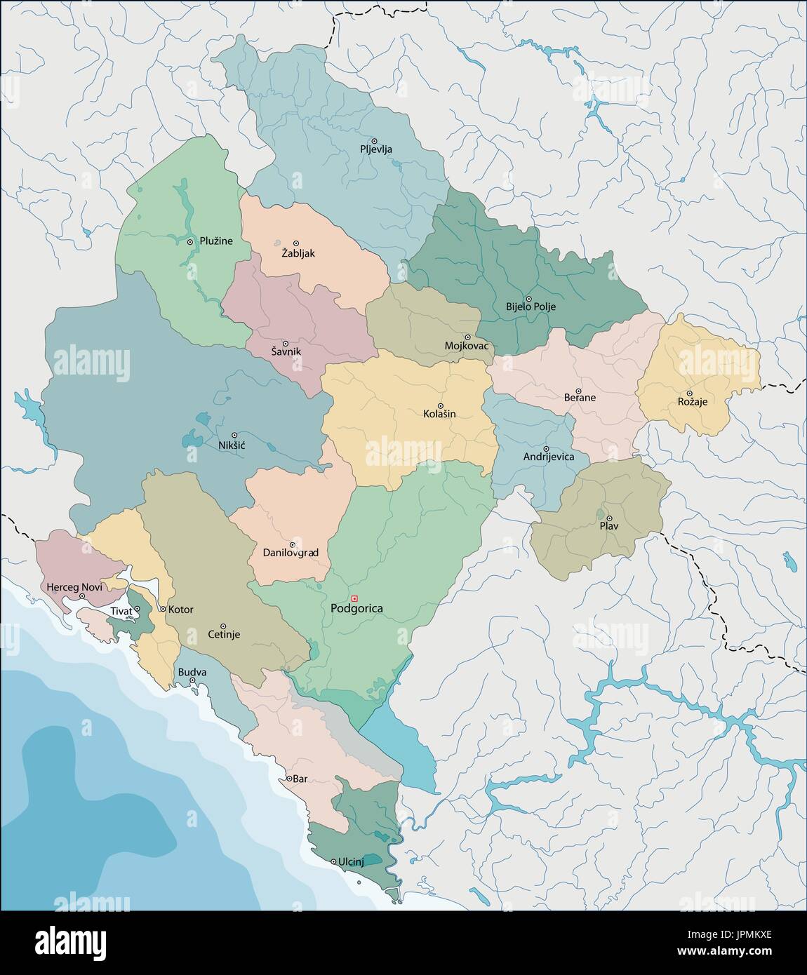 Mappa di Montenegro Illustrazione Vettoriale