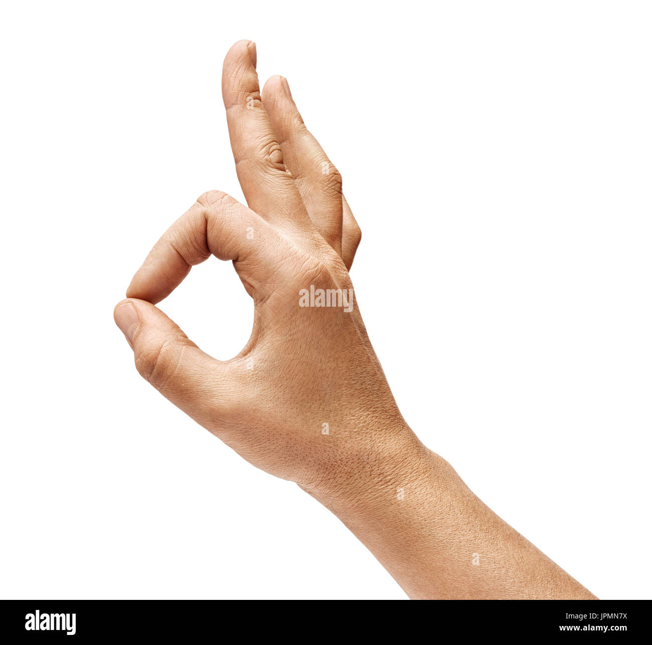 Mano d'uomo mostra gesto in buone condizioni. Concetto positivo. Close up. Alta risoluzione prodotto Foto Stock