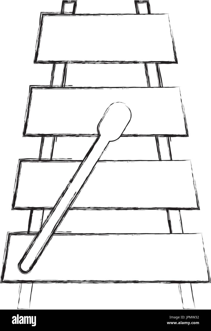 Xilofono strumento musicale icona Illustrazione Vettoriale