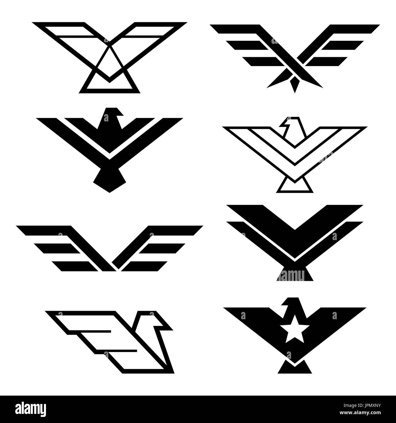 Eagle disegno geometrico, Eagle's ali vettore set di icone, aquile elementi grafici - stile moderno Illustrazione Vettoriale