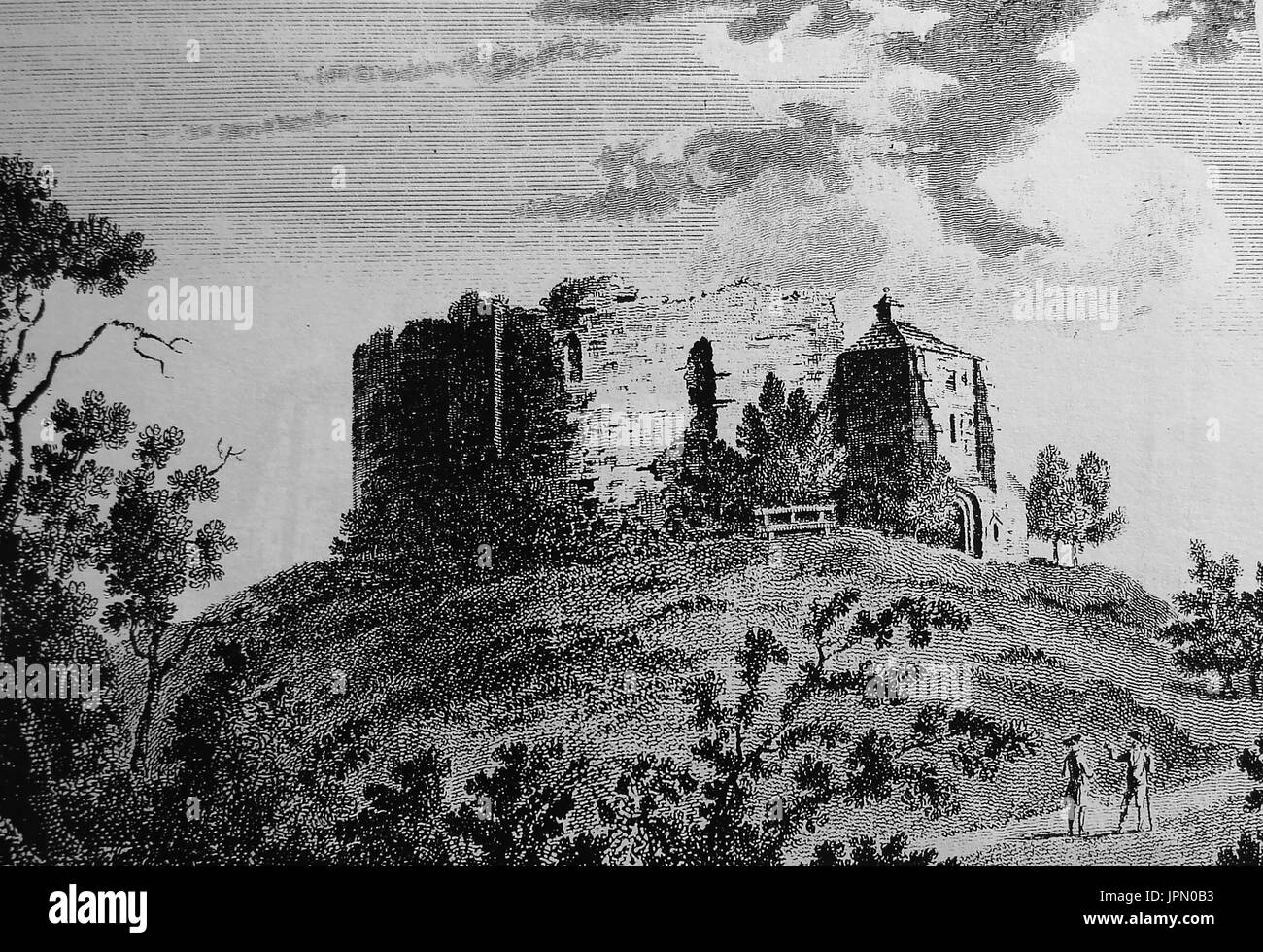 Rovine di la Torre di Clifford, (York Castle) York nel 1783 Foto Stock
