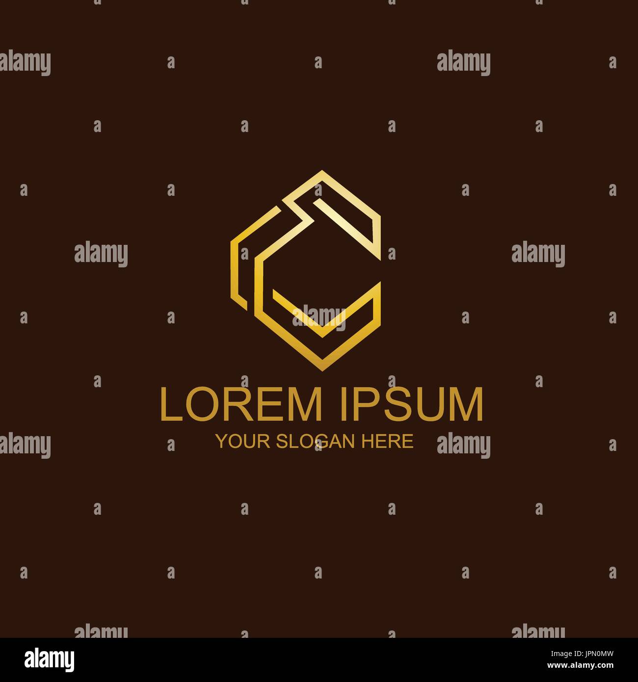 Lettera C con stile di lusso, logo design, sfondo scuro Illustrazione Vettoriale