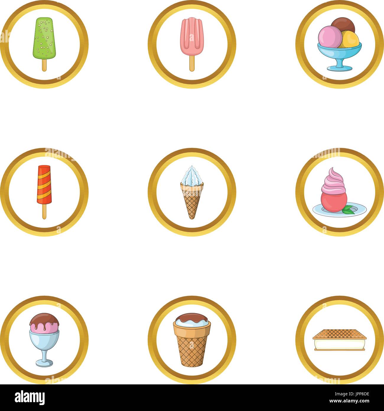 Gelato assortimento di set di icone, stile cartoon Illustrazione Vettoriale