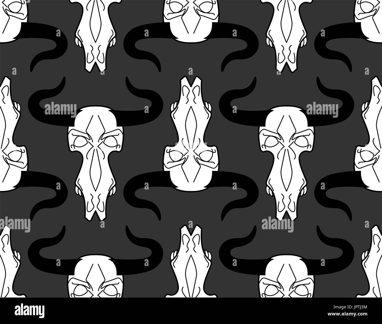 Cranio mucca pattern. testa di scheletro bull sfondo. La morte di un animale da azienda texture. Rimane ornamento del bestiame Illustrazione Vettoriale