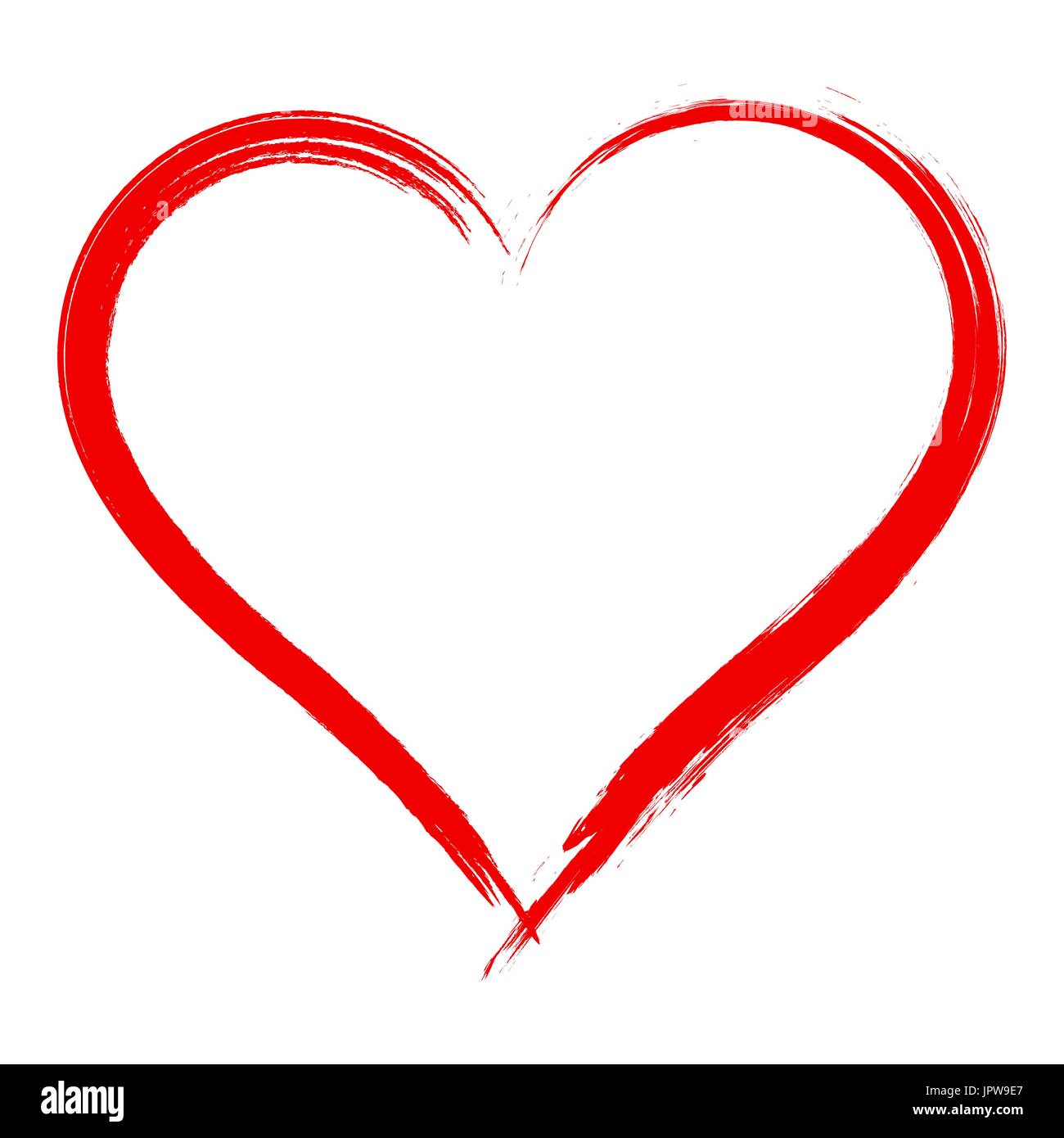 Vettore forma di cuore telaio con verniciatura a pennello isolati su sfondo bianco Illustrazione Vettoriale