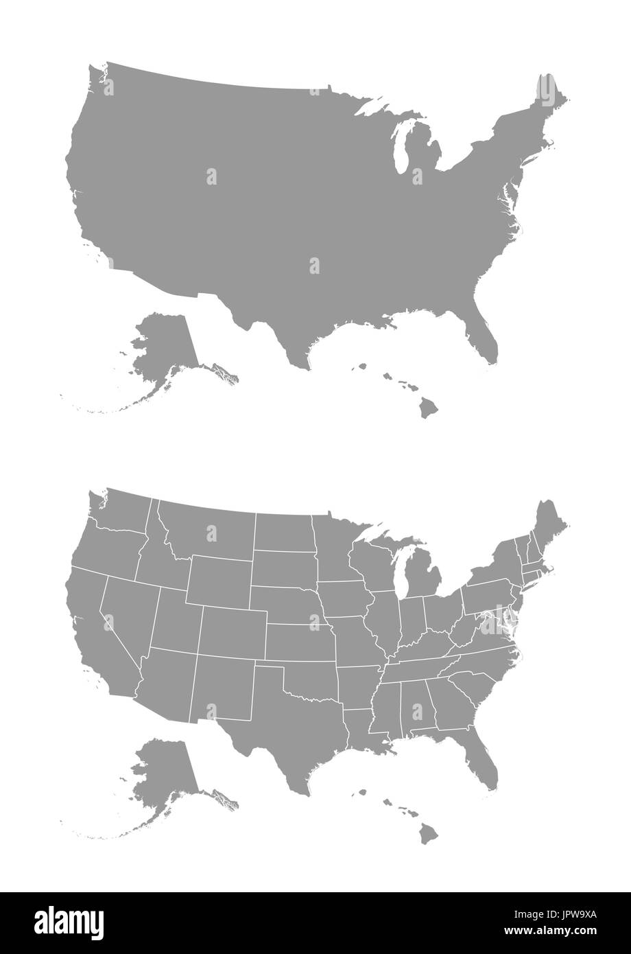Mappa vettoriale degli Stati Uniti d'America Illustrazione Vettoriale