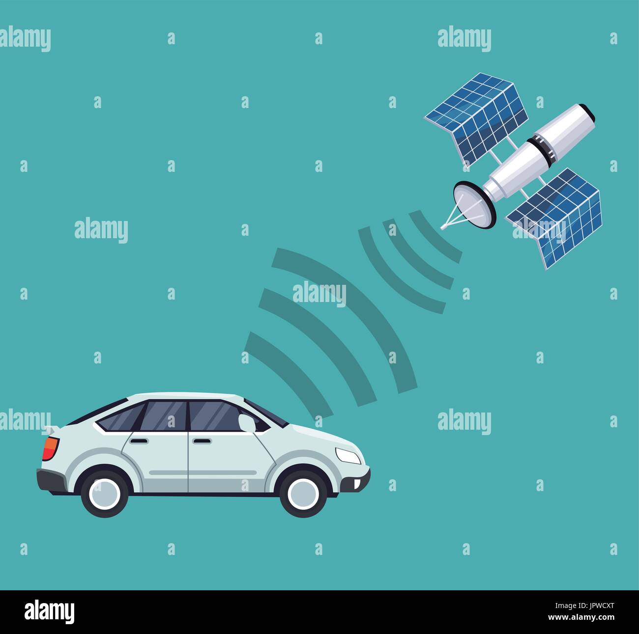 Colore di sfondo del veicolo auto con la ricerca del satellite Illustrazione Vettoriale