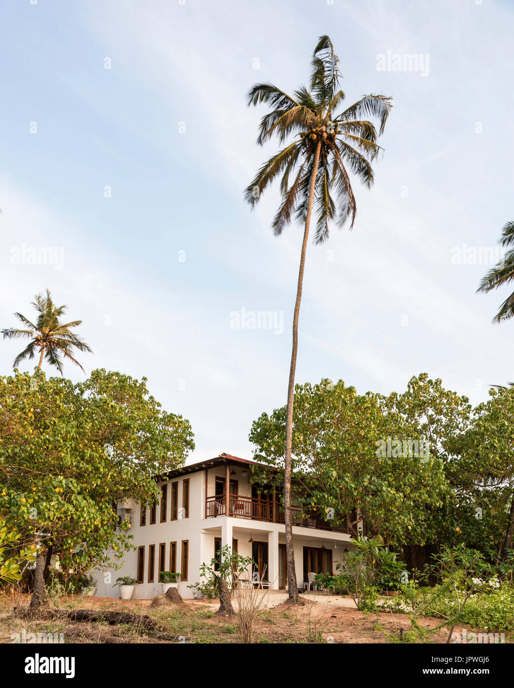 Casa mediterranea da palme Foto Stock