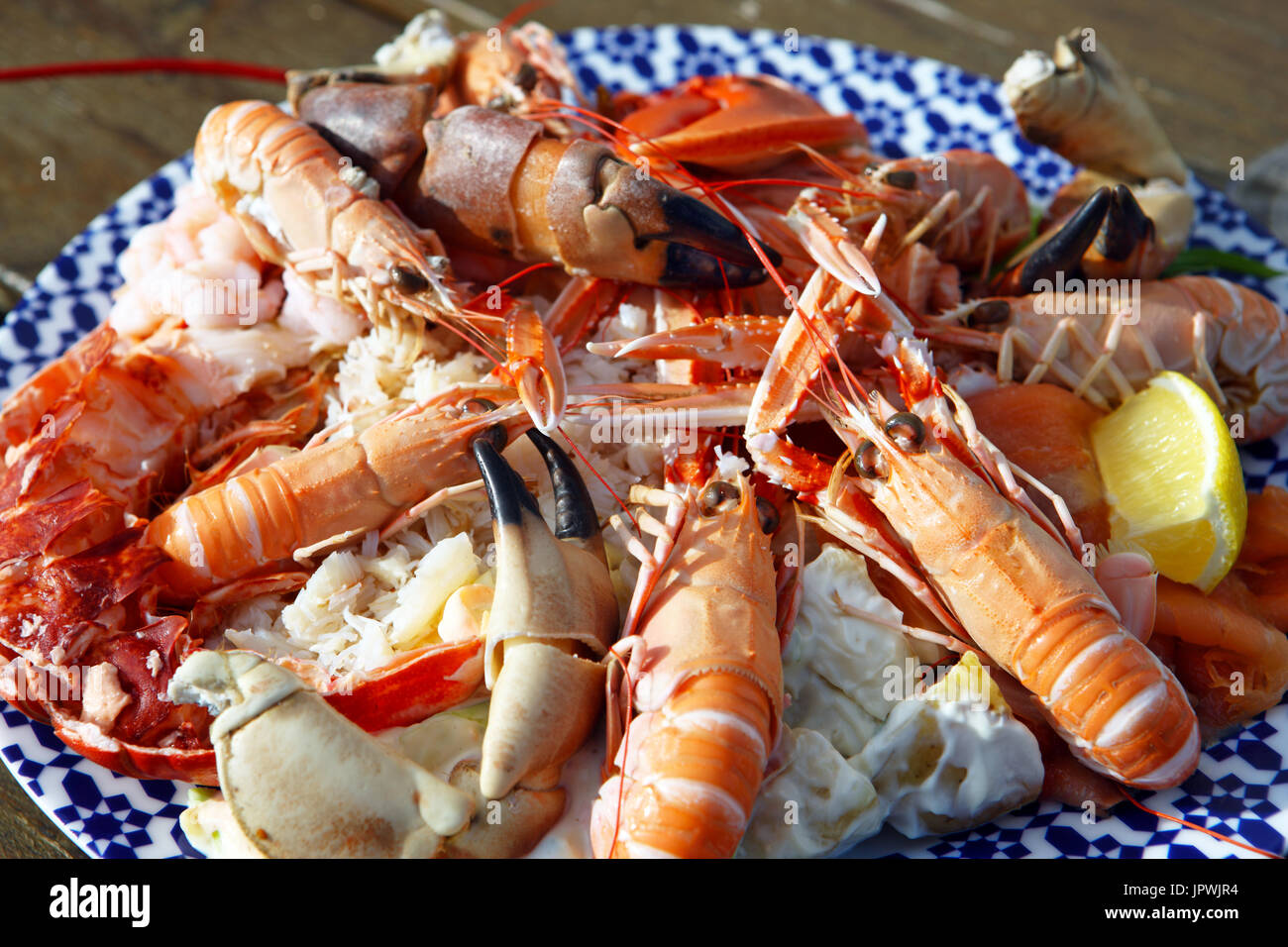 Piatto di frutti di mare, Isle of Mull, Scozia Foto Stock