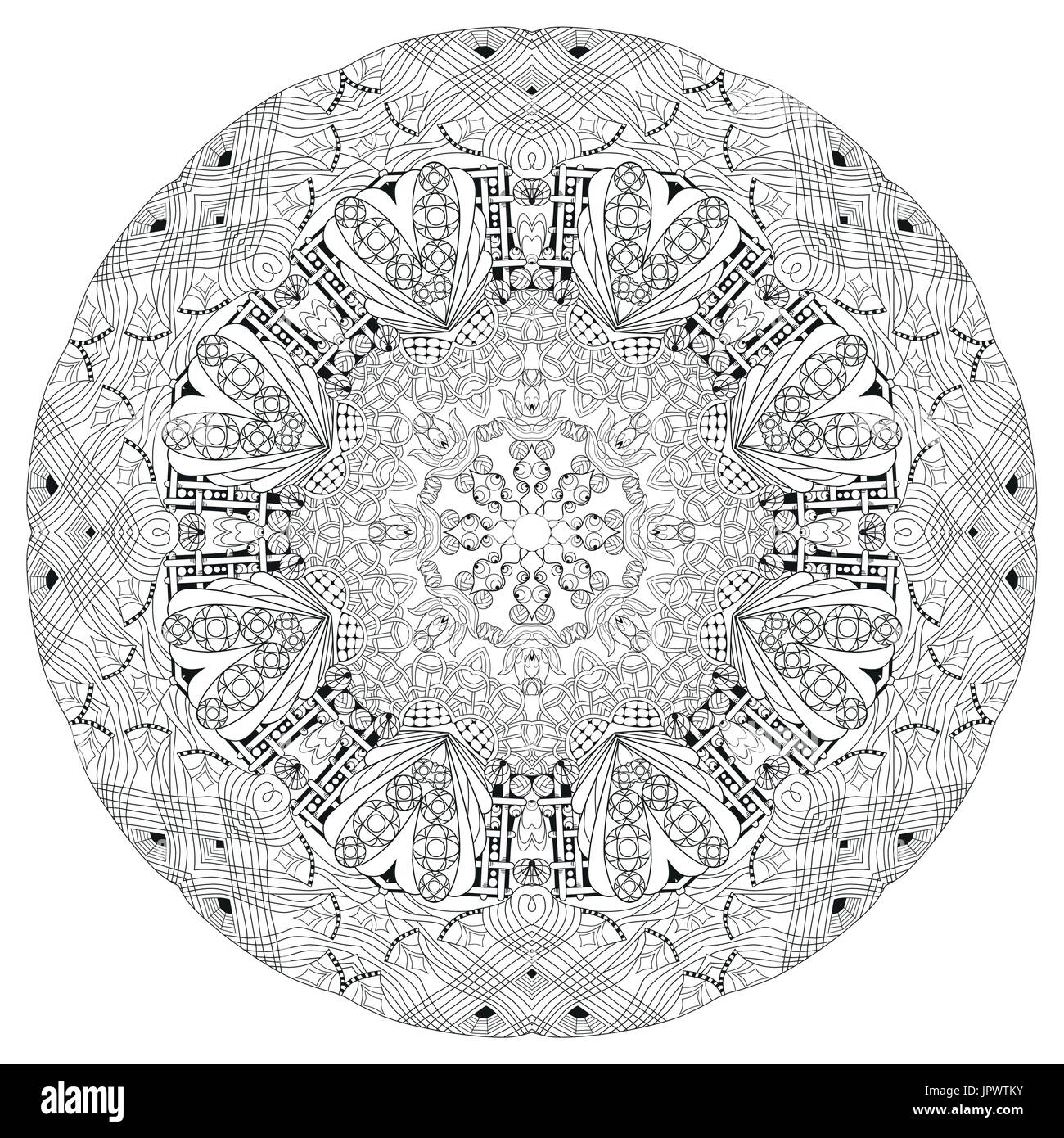 Adulto di vettore libro da colorare le texture. Dipinte a mano e art design. Adulto anti-stress pagina di colorazione. In bianco e nero disegnato a mano illustrazione Illustrazione Vettoriale