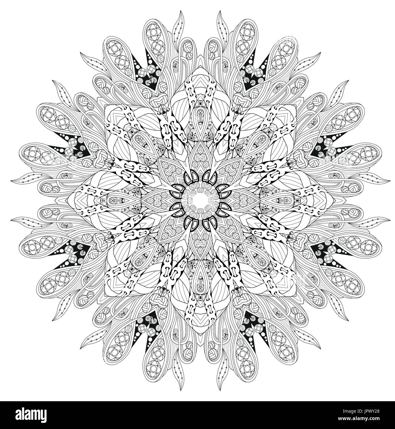 Adulto di vettore libro da colorare le texture. Dipinte a mano e art design. Adulto anti-stress pagina di colorazione. In bianco e nero disegnato a mano illustrazione per la colorazione di bo Illustrazione Vettoriale