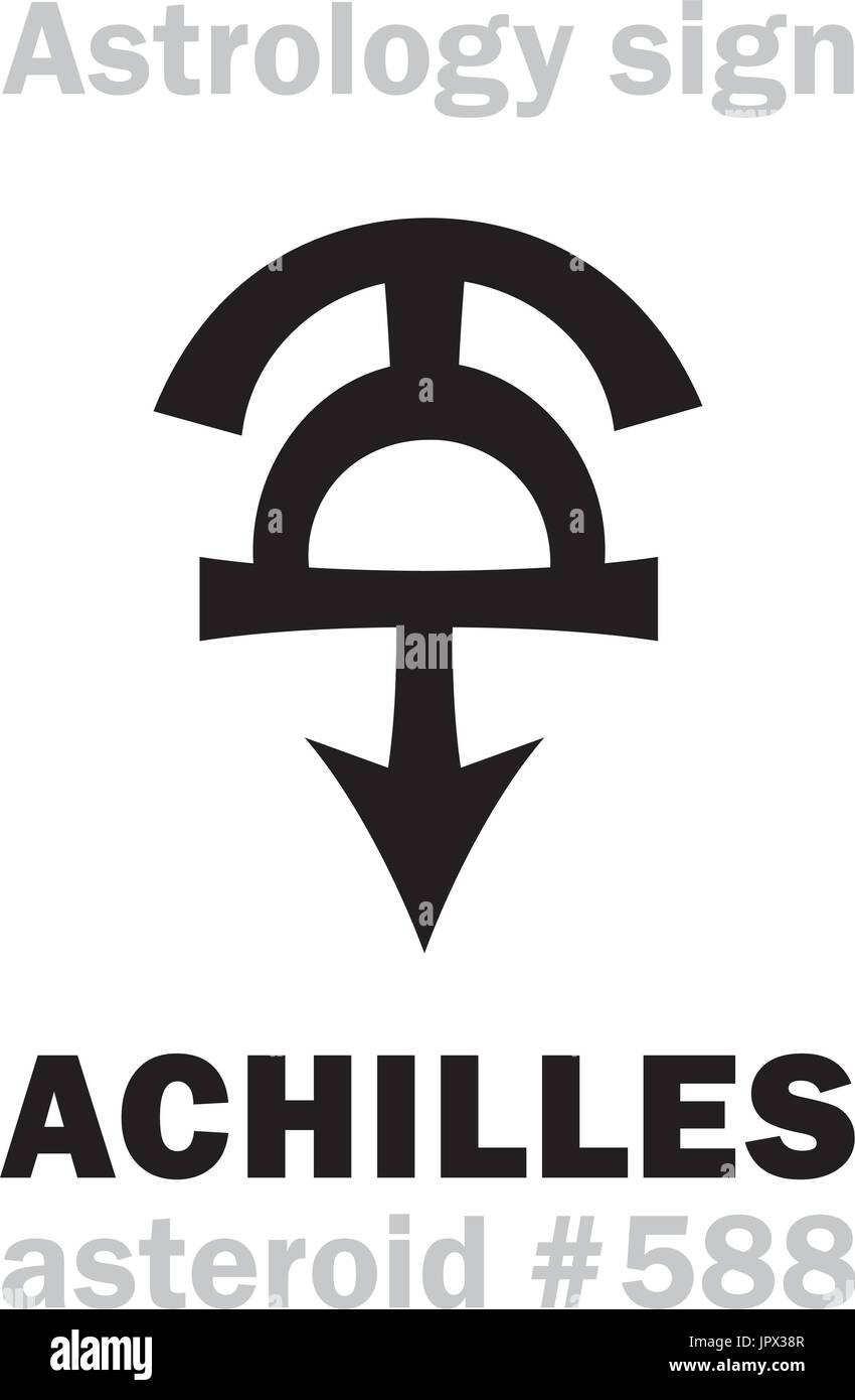 Alfabeto astrologia: Achille, asteroide #588. Caratteri geroglifici segno (simbolo unico). Illustrazione Vettoriale