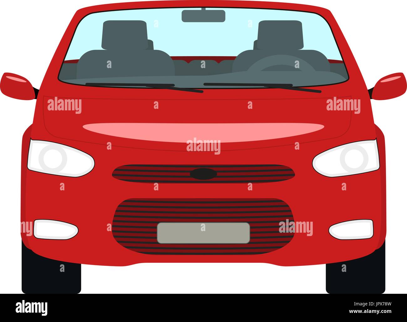 Vector cartoon auto rossa cabriolet vista frontale Illustrazione Vettoriale