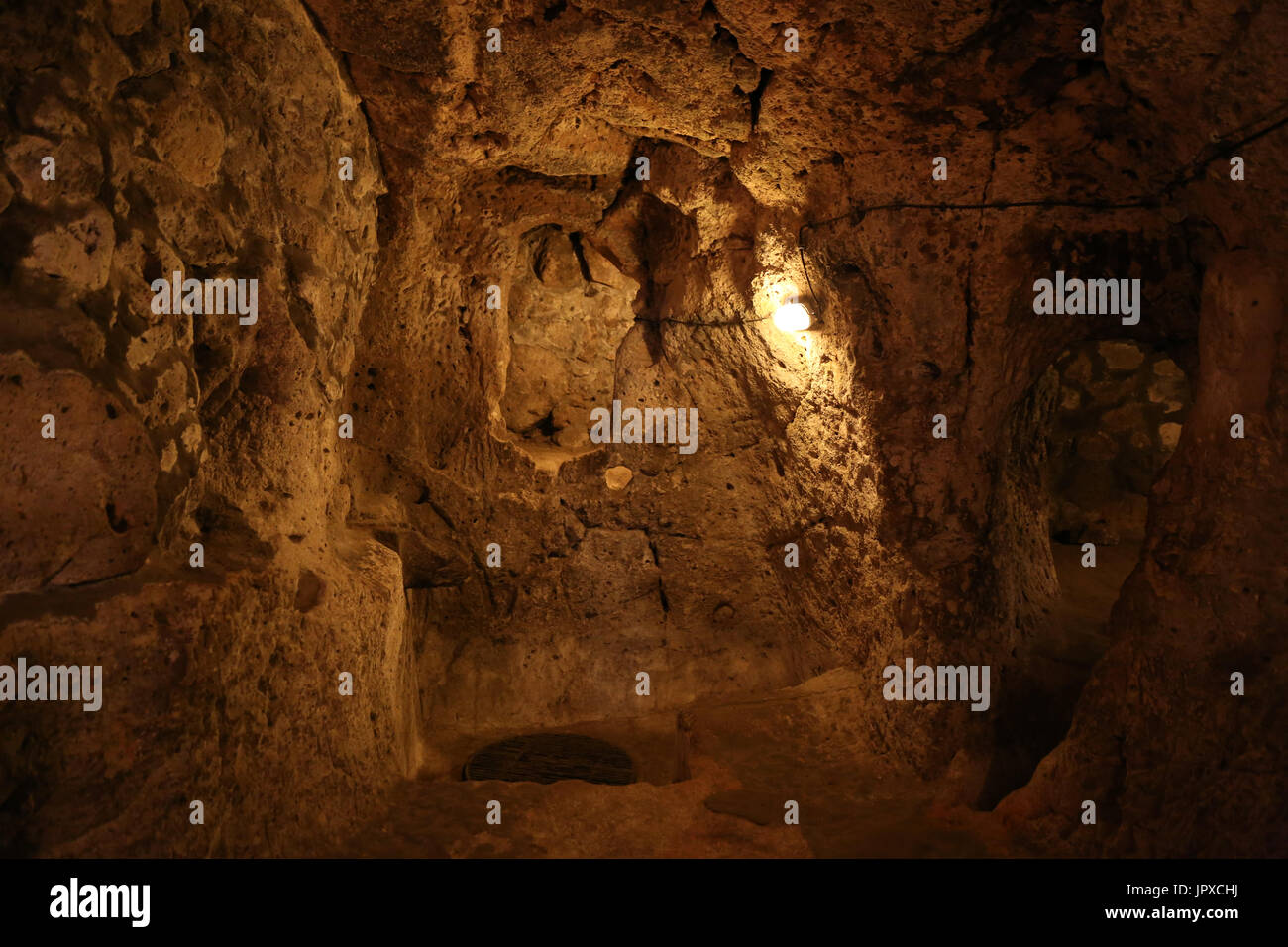 Ovaoren Città sotterranea in Cappadocia, Nevsehir, Turchia Foto Stock
