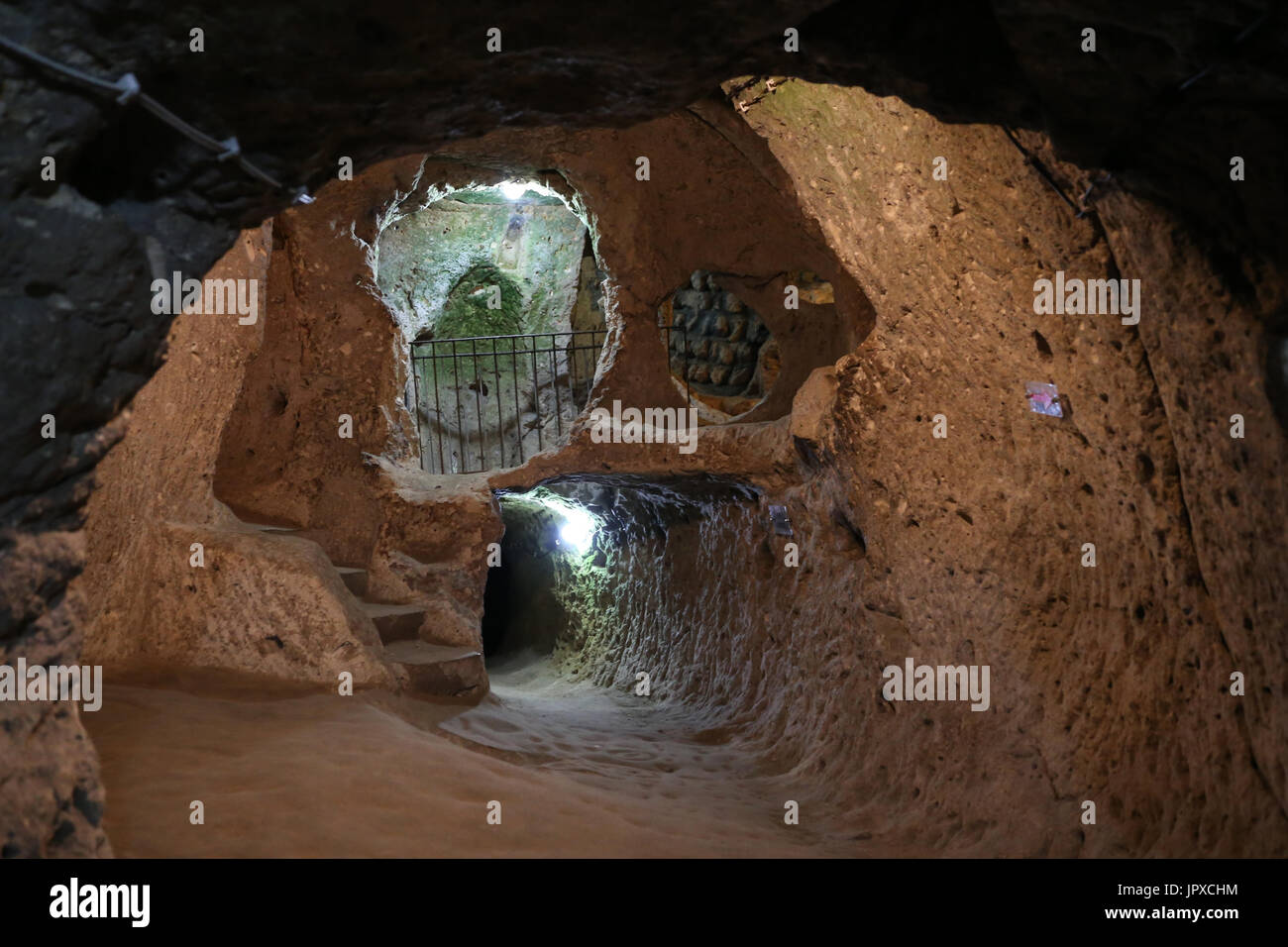 Ovaoren Città sotterranea in Cappadocia, Nevsehir, Turchia Foto Stock